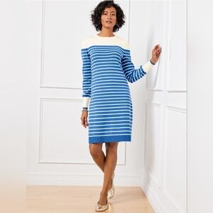 Talbots Blue and White Striped Long Sleeve Dress
